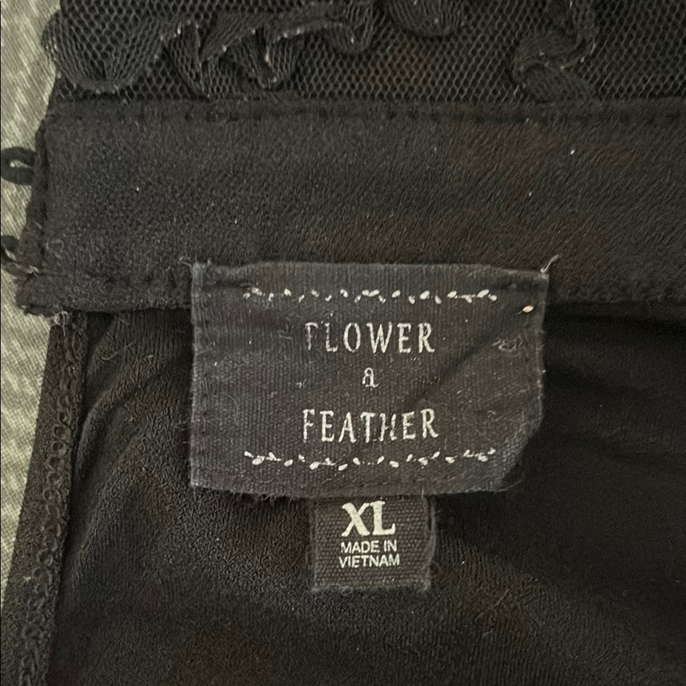 Flower and FeatherBlack Mixed Media Blouse